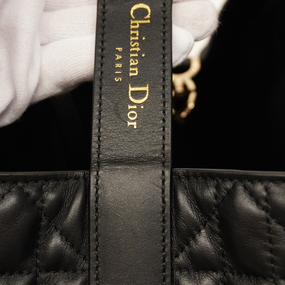 Dior Cannage Toujours Handbag Black Leather Champagne - Picture 7 of 14